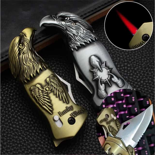 Refillable Fancy Pocket Knife Gas Lighter
