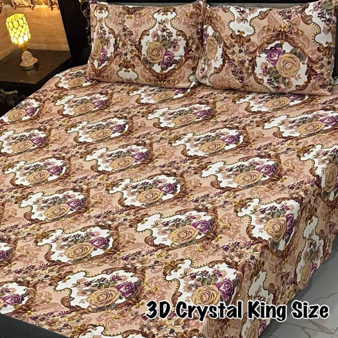 3D cotton satan bedsheet
king size