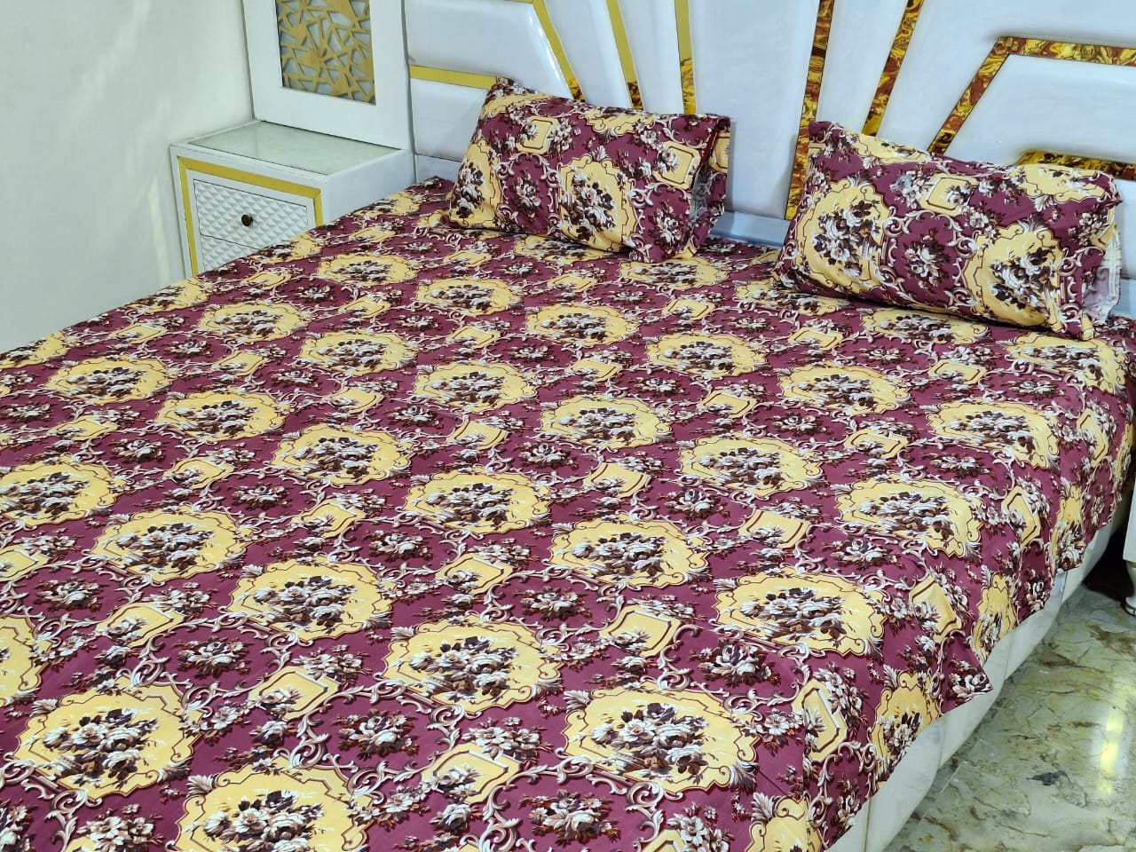3D cotton satan bedsheet
king size