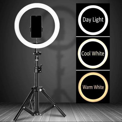 Energy - ENRG LED Ring light 10 Inch \ 26 cm With 7.5ft Metal Tripod Stand And Mobile Phone Holder Black