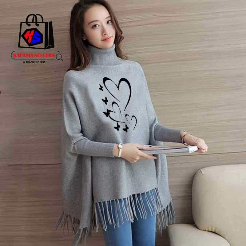 Printed poncho for women