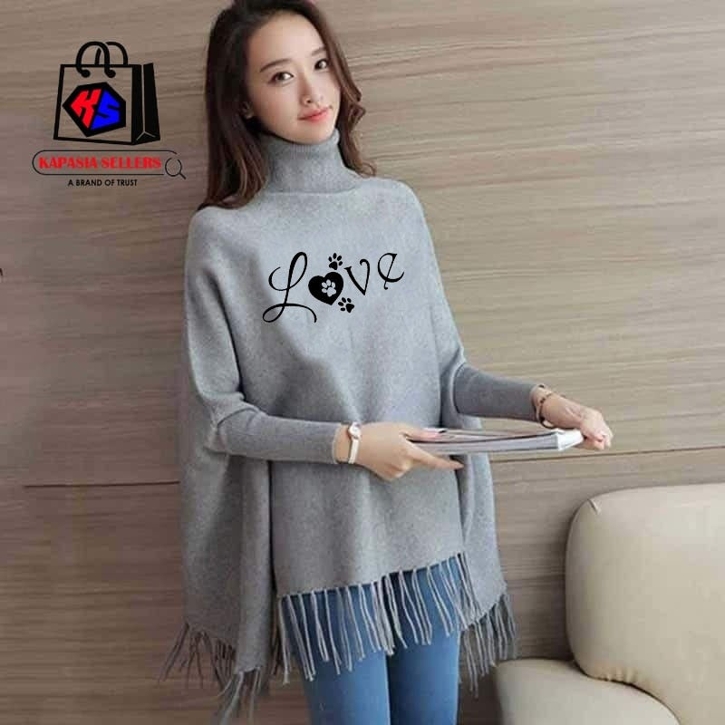 Printed poncho for women