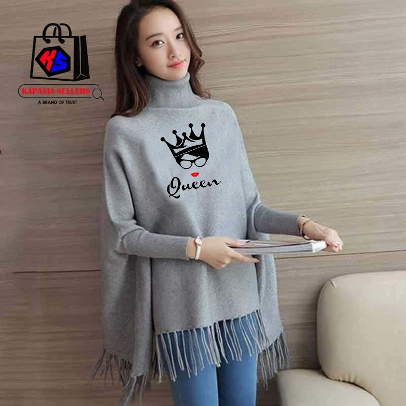 Printed poncho for women