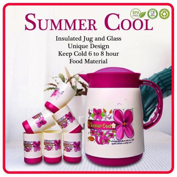 Plastic Water Jug With 6pcs Water Glass