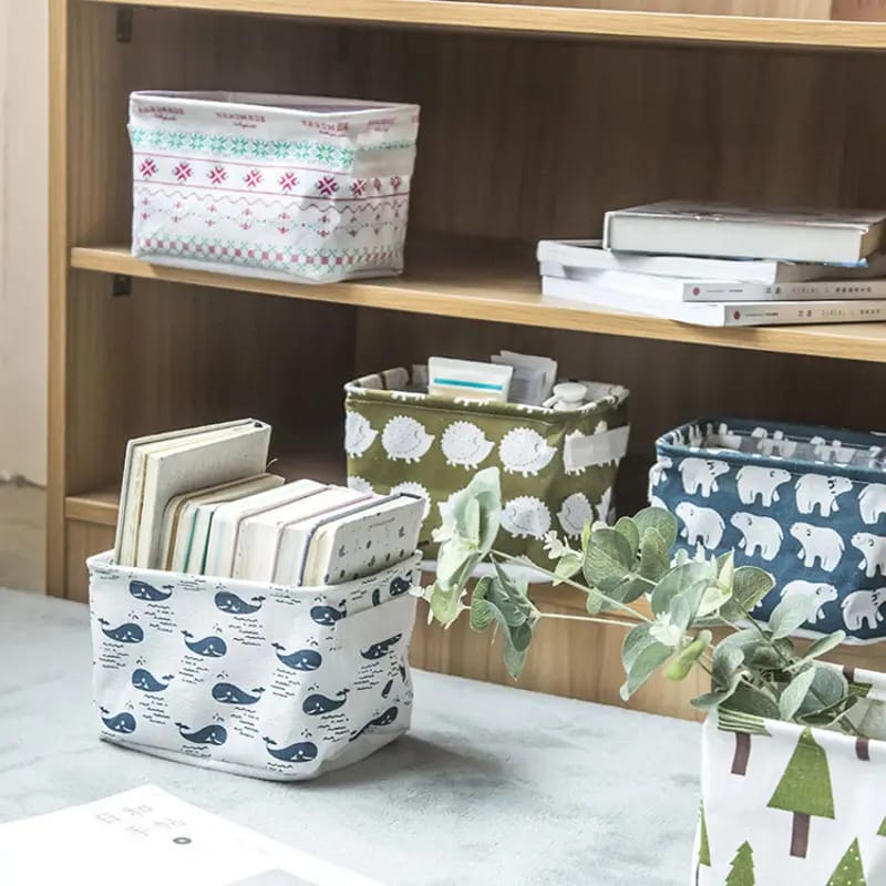 Foldable Fabric Storage Basket, Desktop Storage Box, Organizing Box,