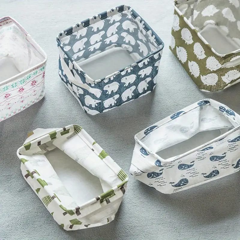Foldable Fabric Storage Basket, Desktop Storage Box, Organizing Box,