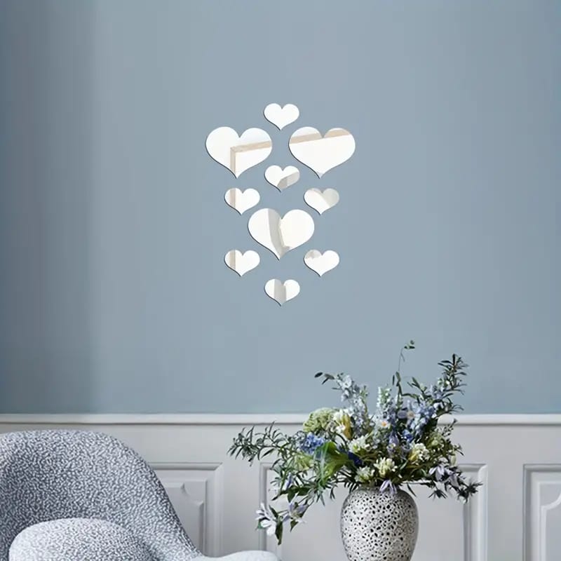 Acrylic Mirror Heart Wall Stickers