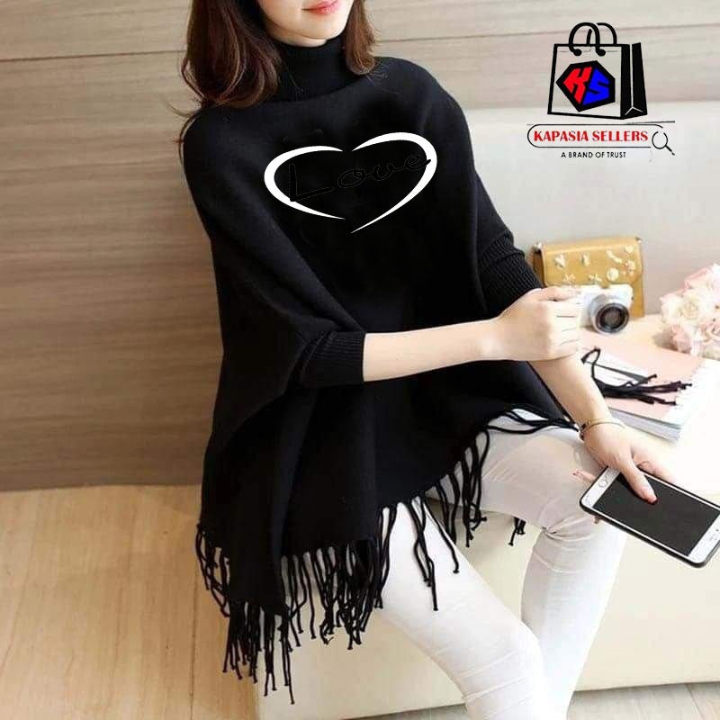 Printed poncho for women