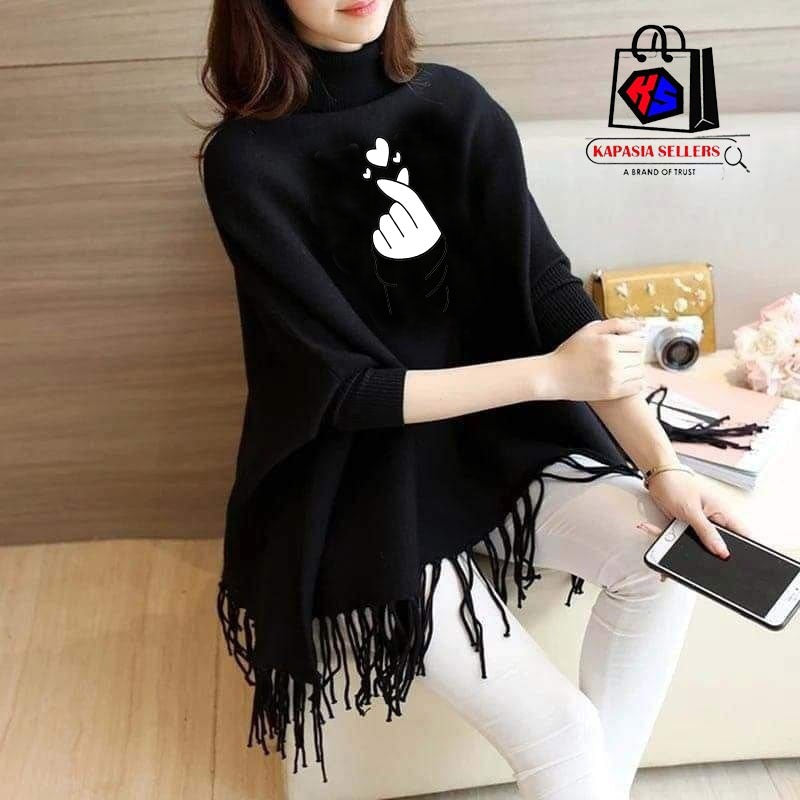 Printed poncho for women
