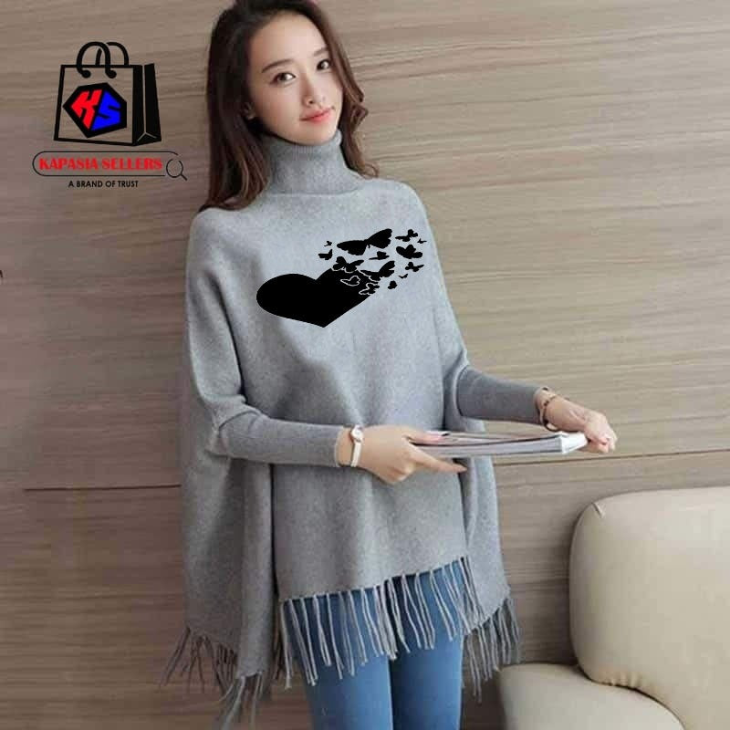 Printed poncho for women