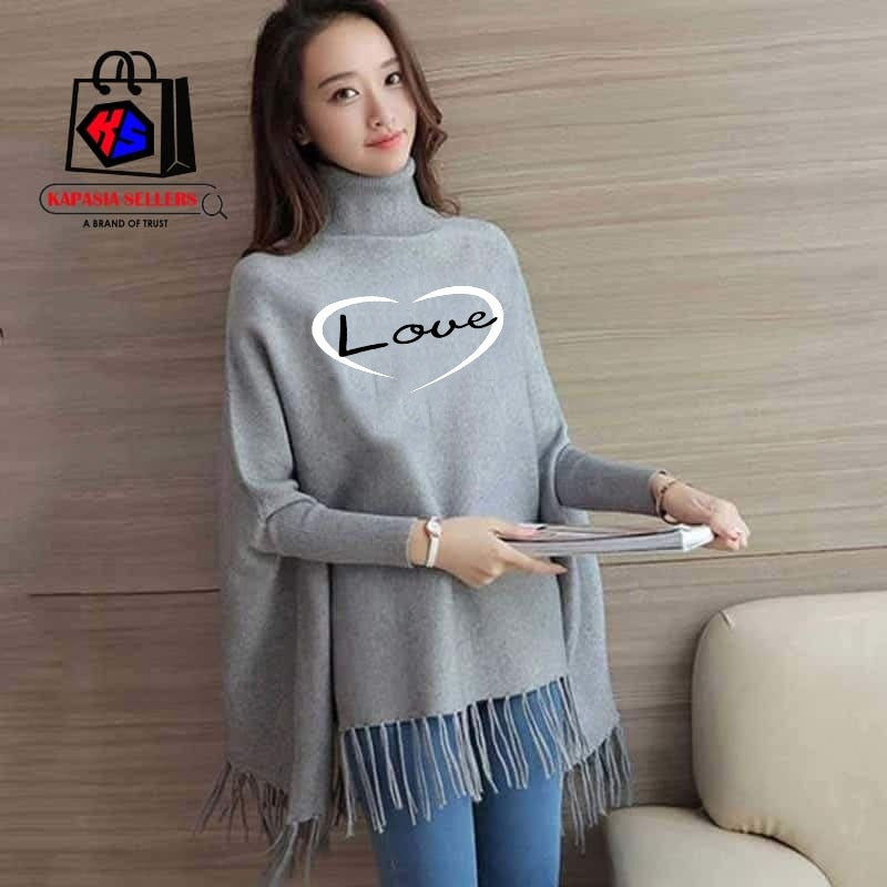 Printed poncho for women