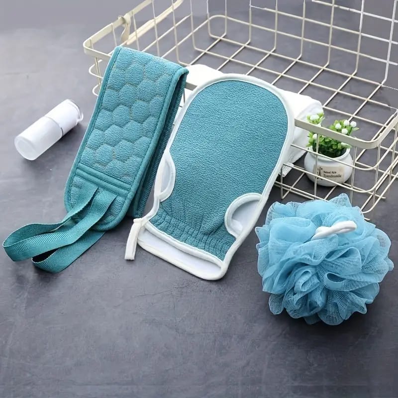 3-Piece Ultimate Bath Exfoliation Kit - Soft Loofah Sponge