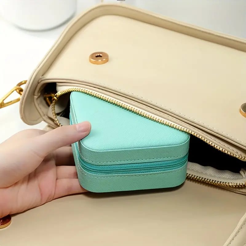 Portable Mini Faux Leather Jewelry Box