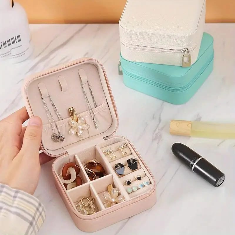 Portable Mini Faux Leather Jewelry Box