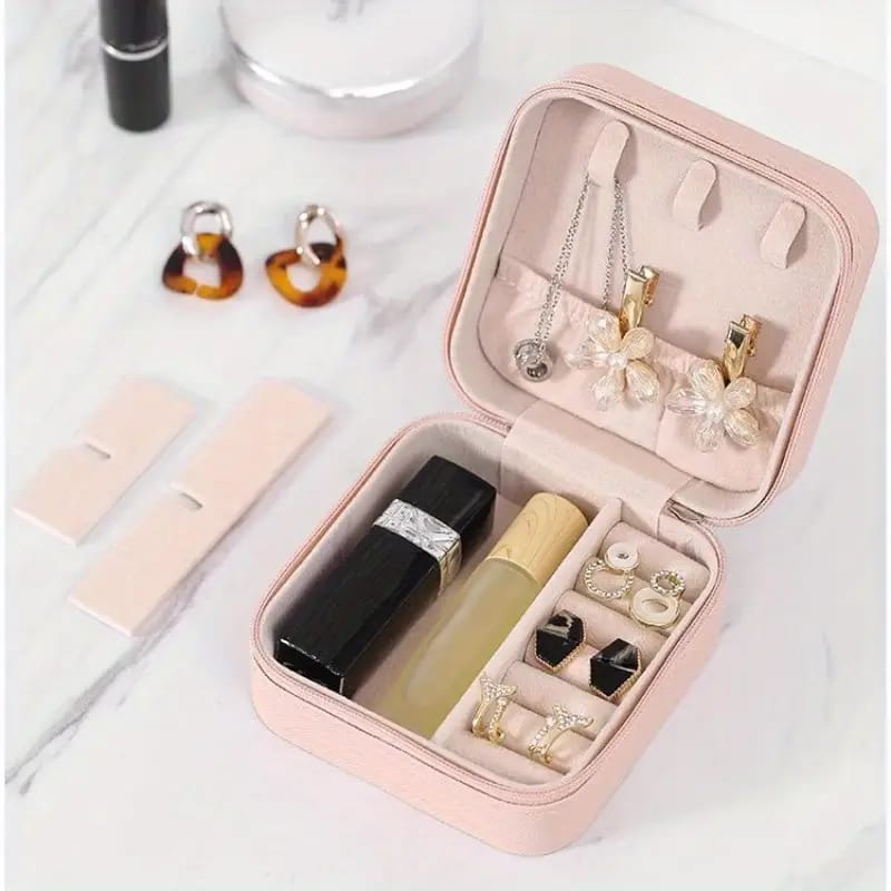 Portable Mini Faux Leather Jewelry Box