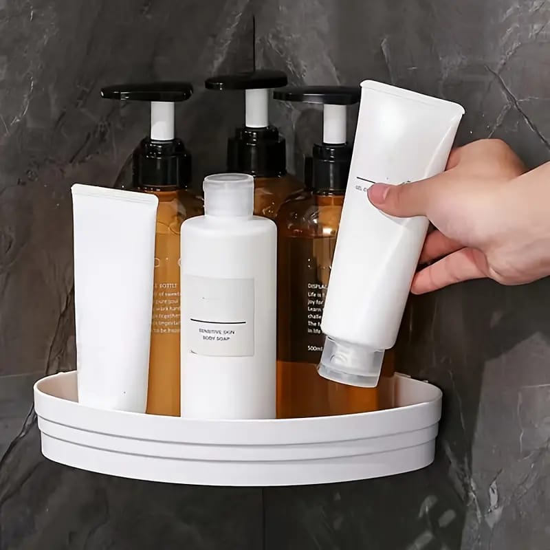 Easy-Install Corner Shower Caddy - Wall-Mounted Plastic Shelf