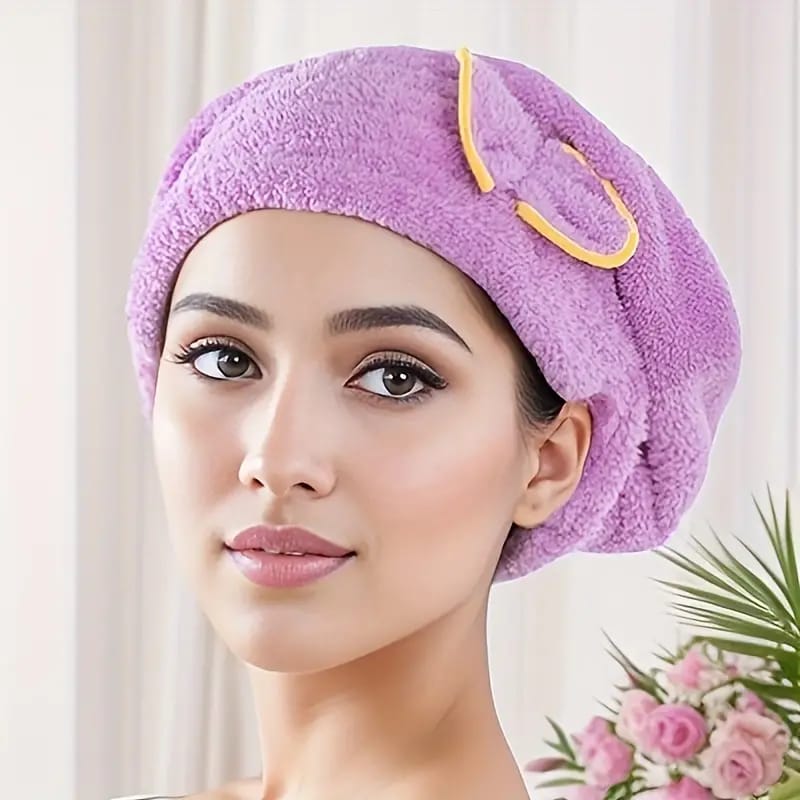 Bow Hair Drying Towel Coral Fleece Shower Cap