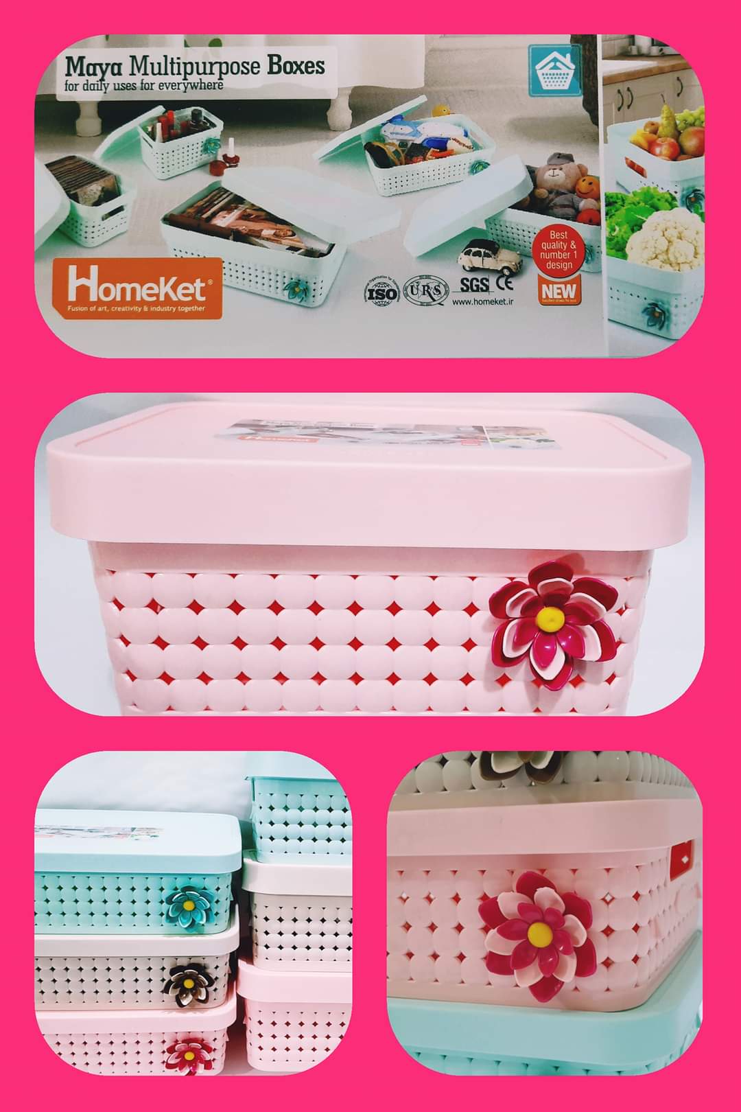 Pack of 2 Multipurpose Plastic Storage Basket
