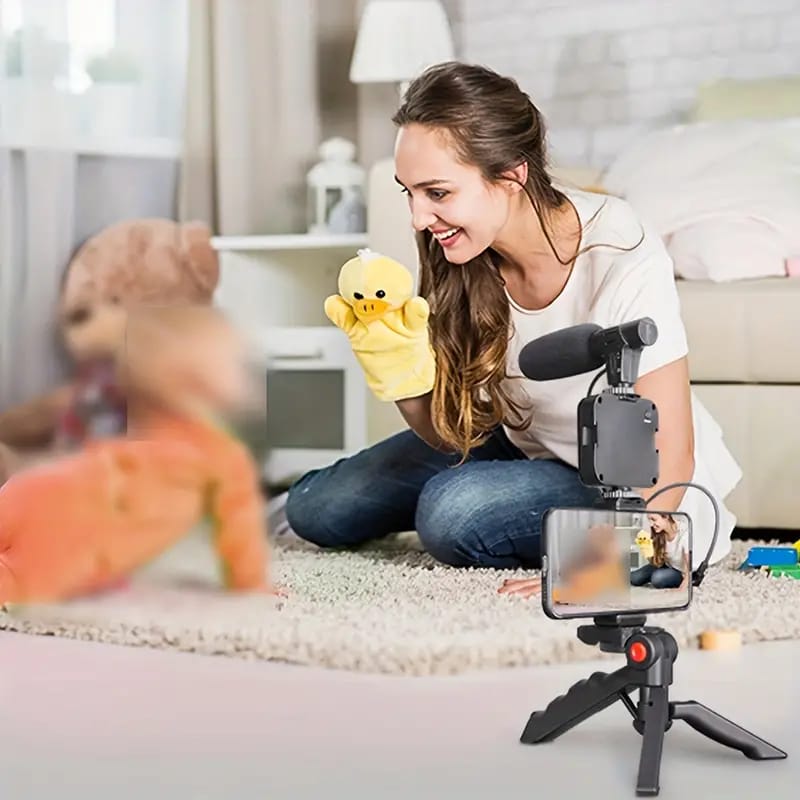 Ay-49 Video Making Kit Vlogging Tripod Triple Band Light
