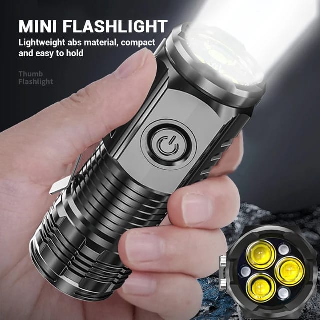 Led Mini Flashlight 3 Mode Home Portable Waterproof Usb Charging Long Battery