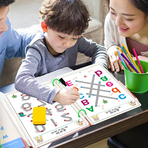 REUSABLE EDUCATIONAL TRACING WORK BOOK FOR KIDS 64 PAGEs
