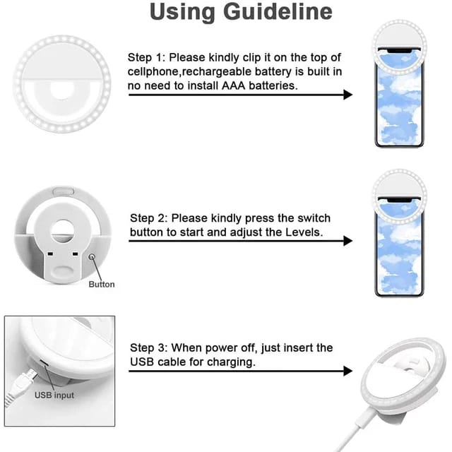 Rechargeable Mobile Selfie LED Ring Light