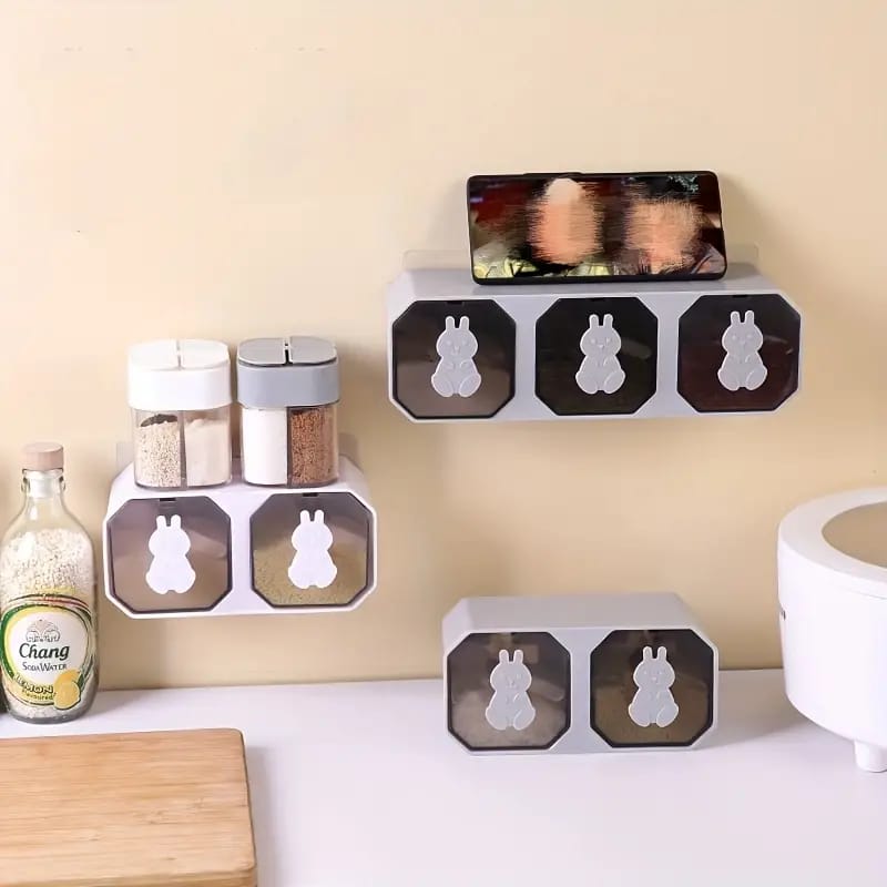 Park of 3 , Spice Jars, Wall Mounted Seasoning Containers