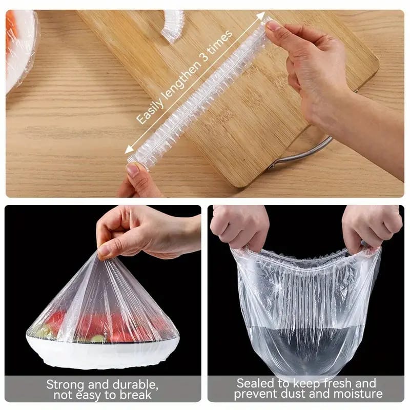 Disposable Food Cover Plastic Wrap Elastic Food Lids