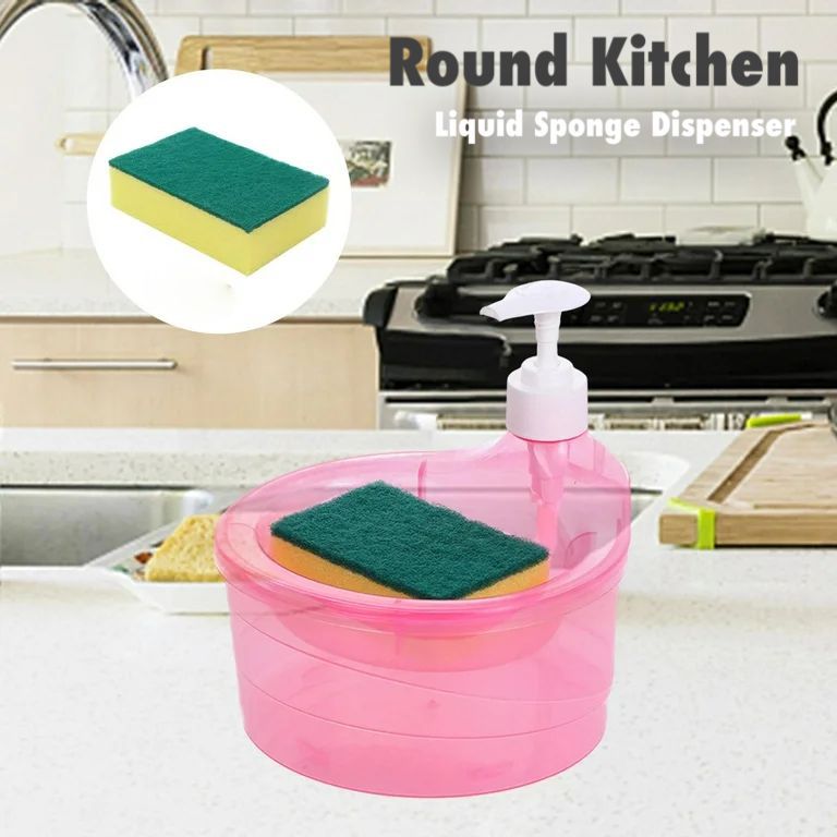 Round Transparent Kitchen Liquid Dispenser with Sponge