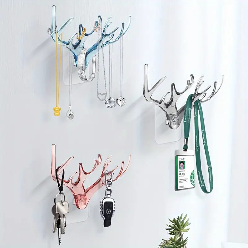 Deer Head Self Adhesive Wall Key Holder pack of 3