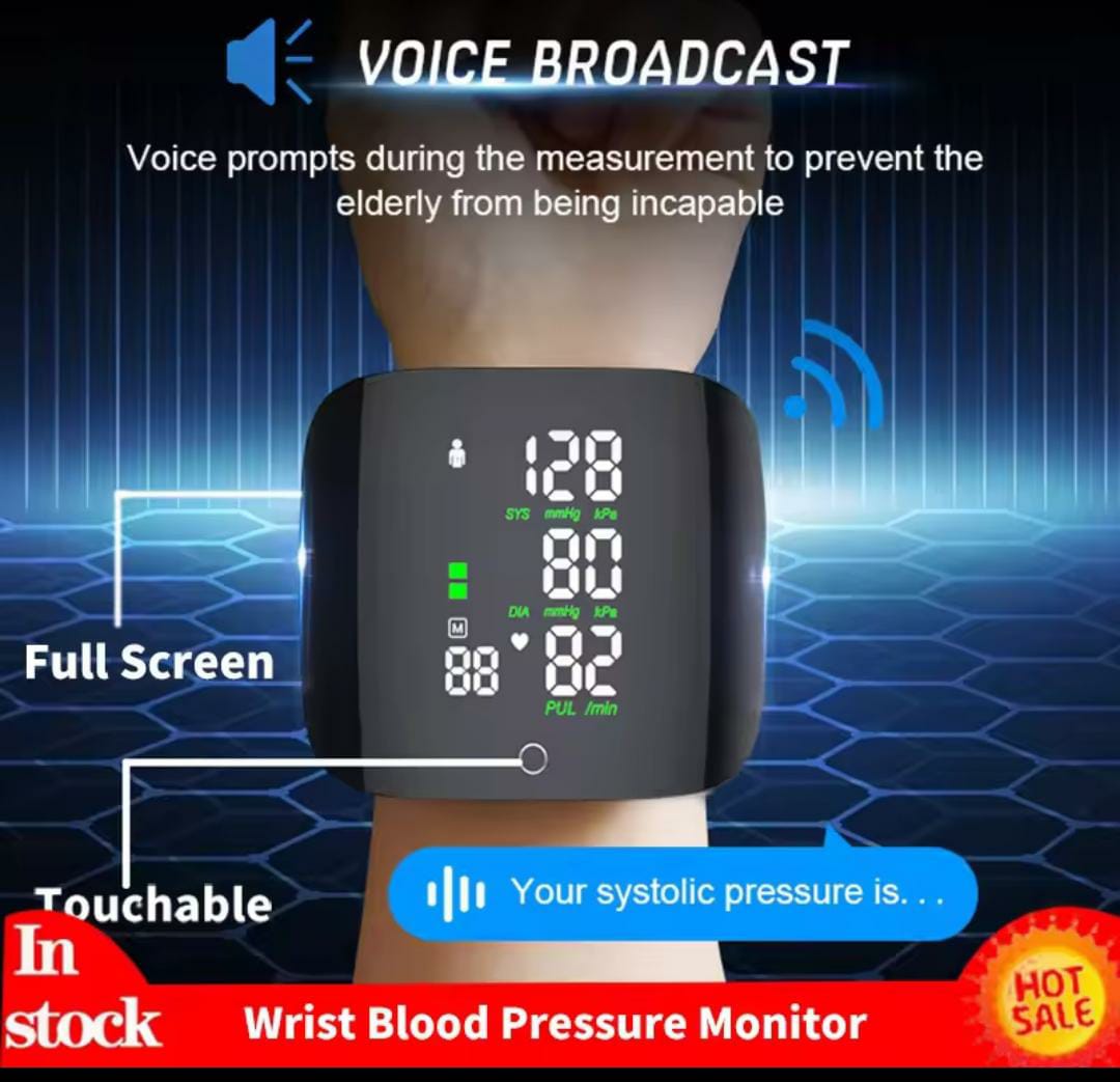 Voice One Touch Rechargeable Wrist Blood Pressure Monitor