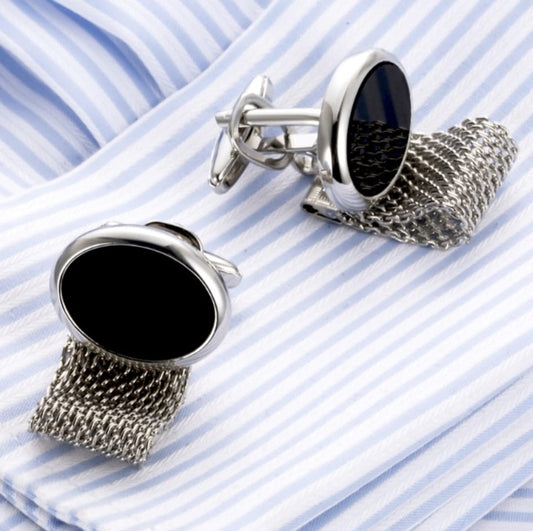 Black Decent Cufflinks With Chain