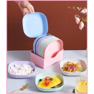 10pcs Plastic Plates Set With Stand