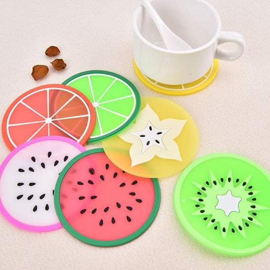 Pack of 5 silicone beautiful fruits slices shape Tea mat 
(Random Designs)