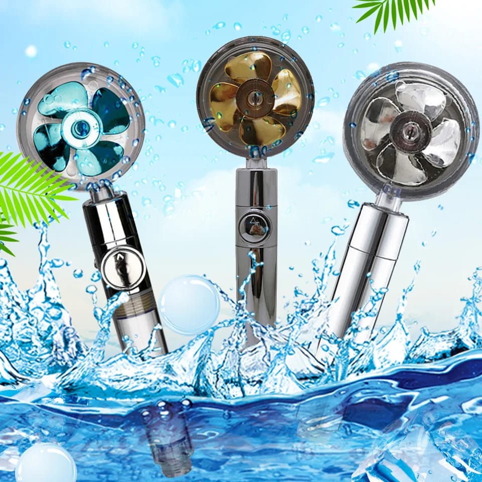 Turbo Propeller Water Saving Shower Head and Holder High Pressure Showerhead