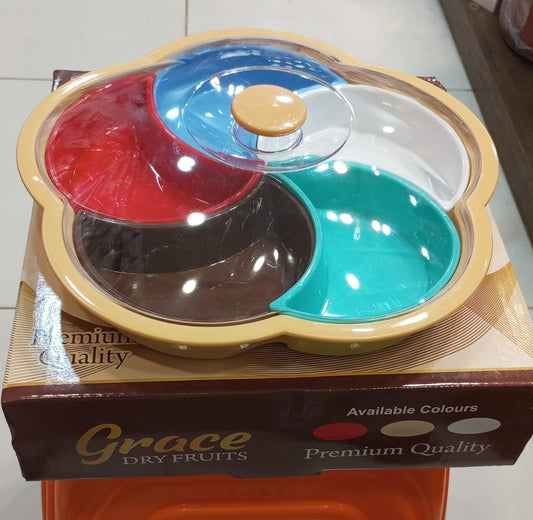 Premium Quality Grace Dry Fruit Tray with Crystal Lid