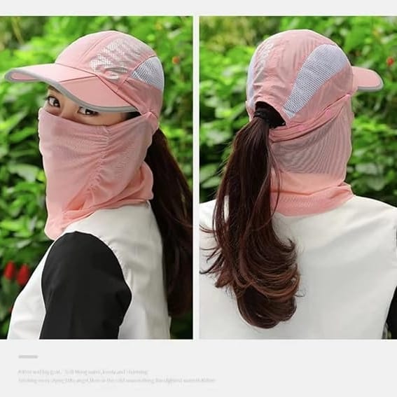 Wide Brim Cap With Facemask