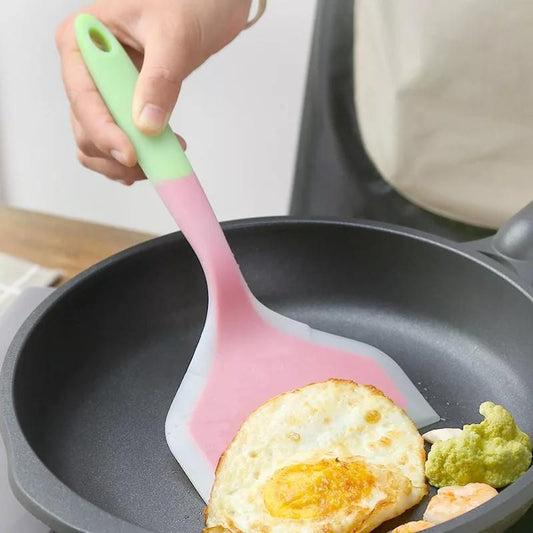 Random Color Grill Spatula Non-stick Silicone Spatula Wide Mouth Pizza Frying Cooking Spatula Hand Grasping Pancake Tool