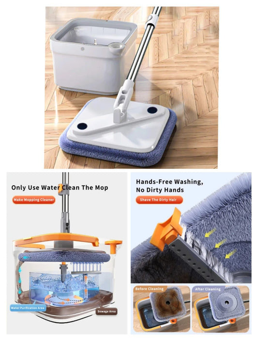 SQUARE SHAPE HIGH QUALITY FLOOR CLEANING SPINNING MOP with TWO MOP HEADS