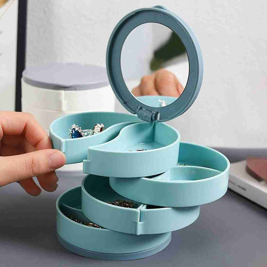 Jewellery Organiser Box Rotating with Mirror Portable Storage Box ORGANIZER Vanity Box (Multicolor)