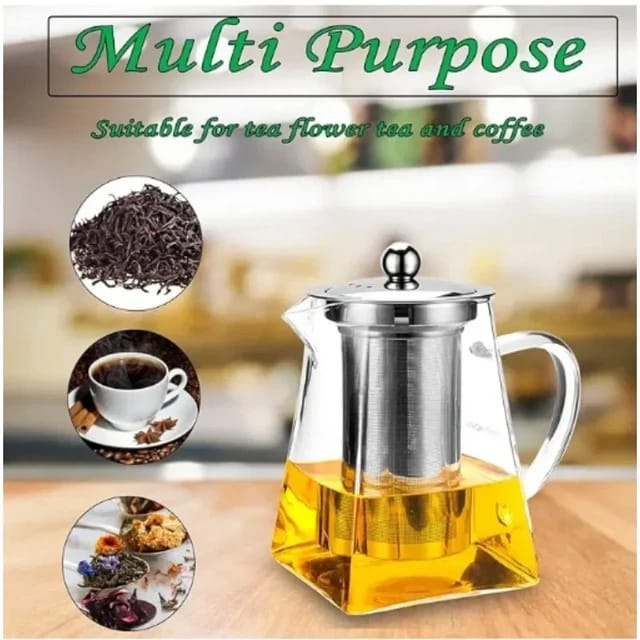 Tea Infusers Teapot with Stainless Steel Infuser Heat Resistant Glass 550ml