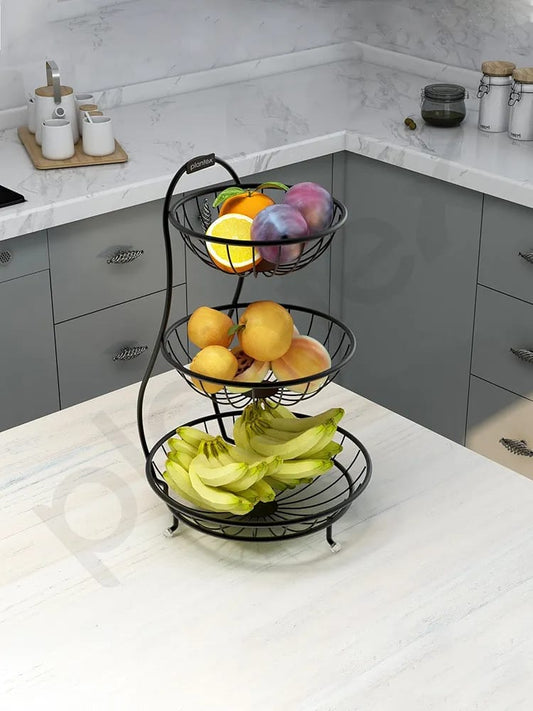 Steel 3-Tier Fruit & Vegetable Basket for Dining Table