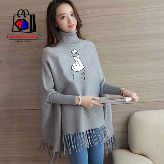 Printed poncho for women