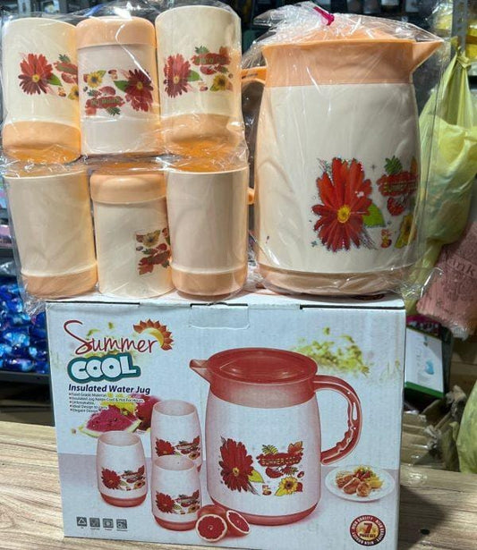 Plastic Water Jug With 6pcs Water Glass
