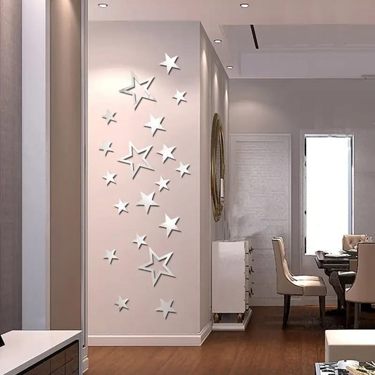 Glam Style 19-Pcs Geometric Star Shaped Acrylic Wall Stickers