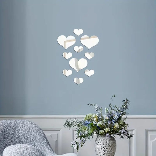 Acrylic Mirror Heart Wall Stickers