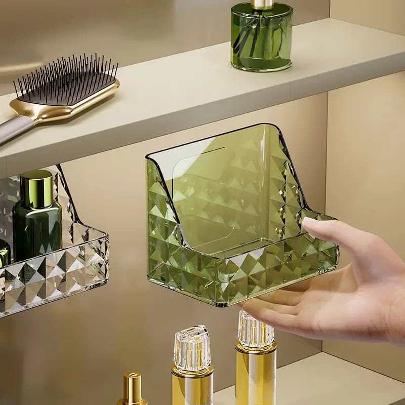Chic Diamond Pattern Wall-Mounted Makeup Organizer