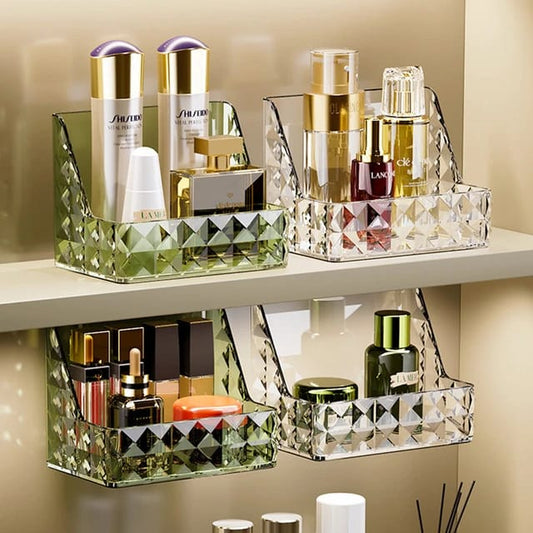 Chic Diamond Pattern Wall-Mounted Makeup Organizer