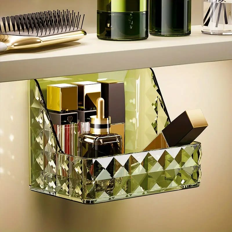 Chic Diamond Pattern Wall-Mounted Makeup Organizer