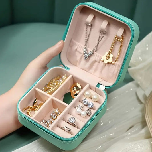 Portable Mini Faux Leather Jewelry Box